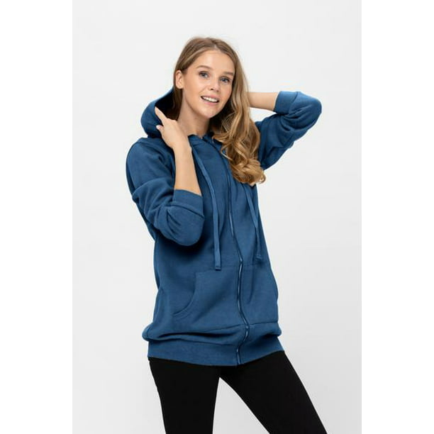 Miusey Womens Zip Up Long Hoodie Jacket Tunic Sweatshirt Open Front Cardigan 